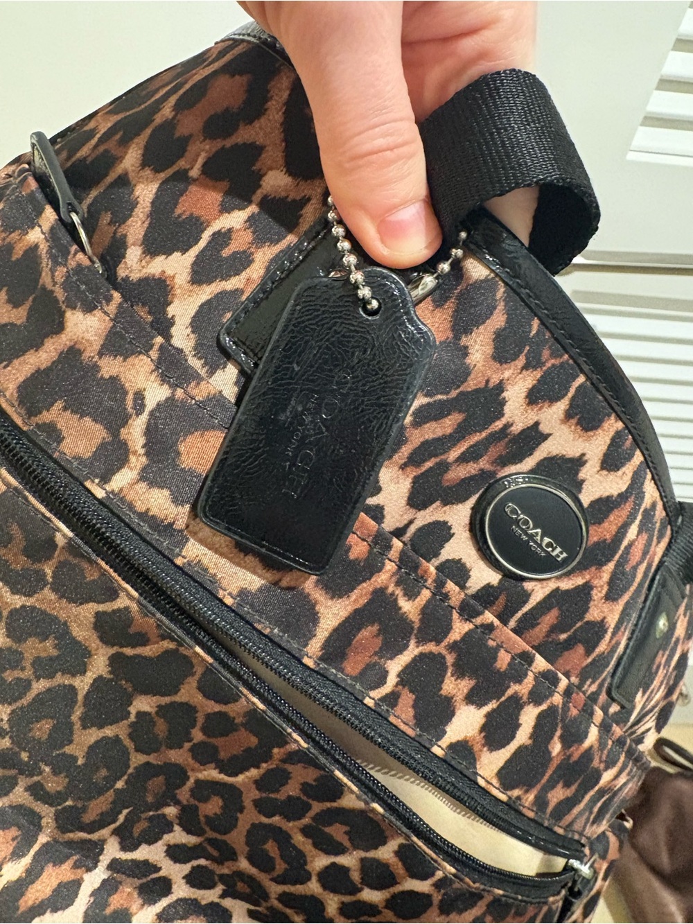 Coach Leopard Print Crossbody Tote with Black Trim , Large - Picture 9 of 12